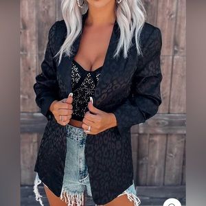 Black Leopard Blazer